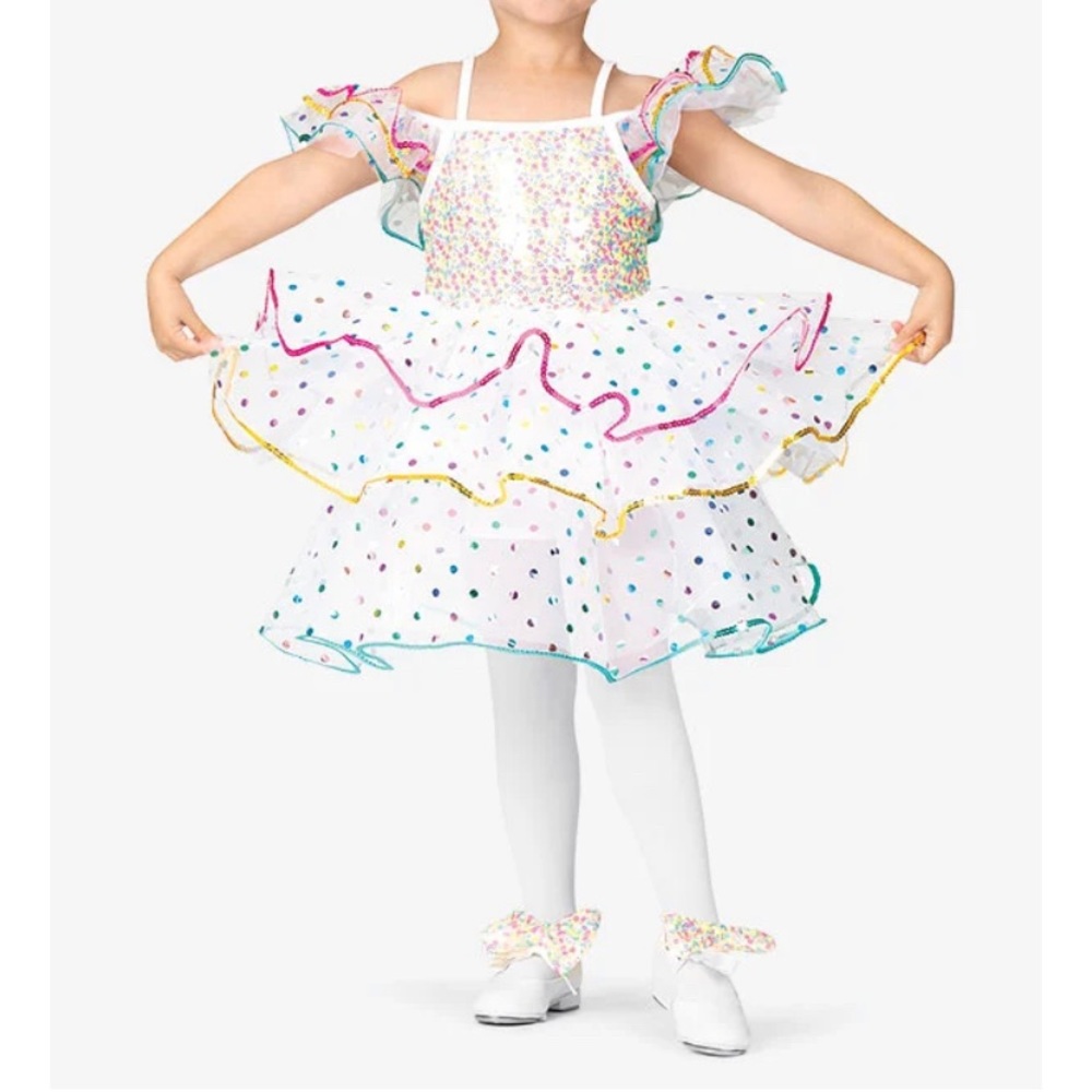 Girls Rainbow Dot Camisole Performance Tutu Dress